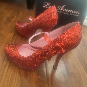 Halloween Leg Avenue red glitter heels  size 9 4 1/2